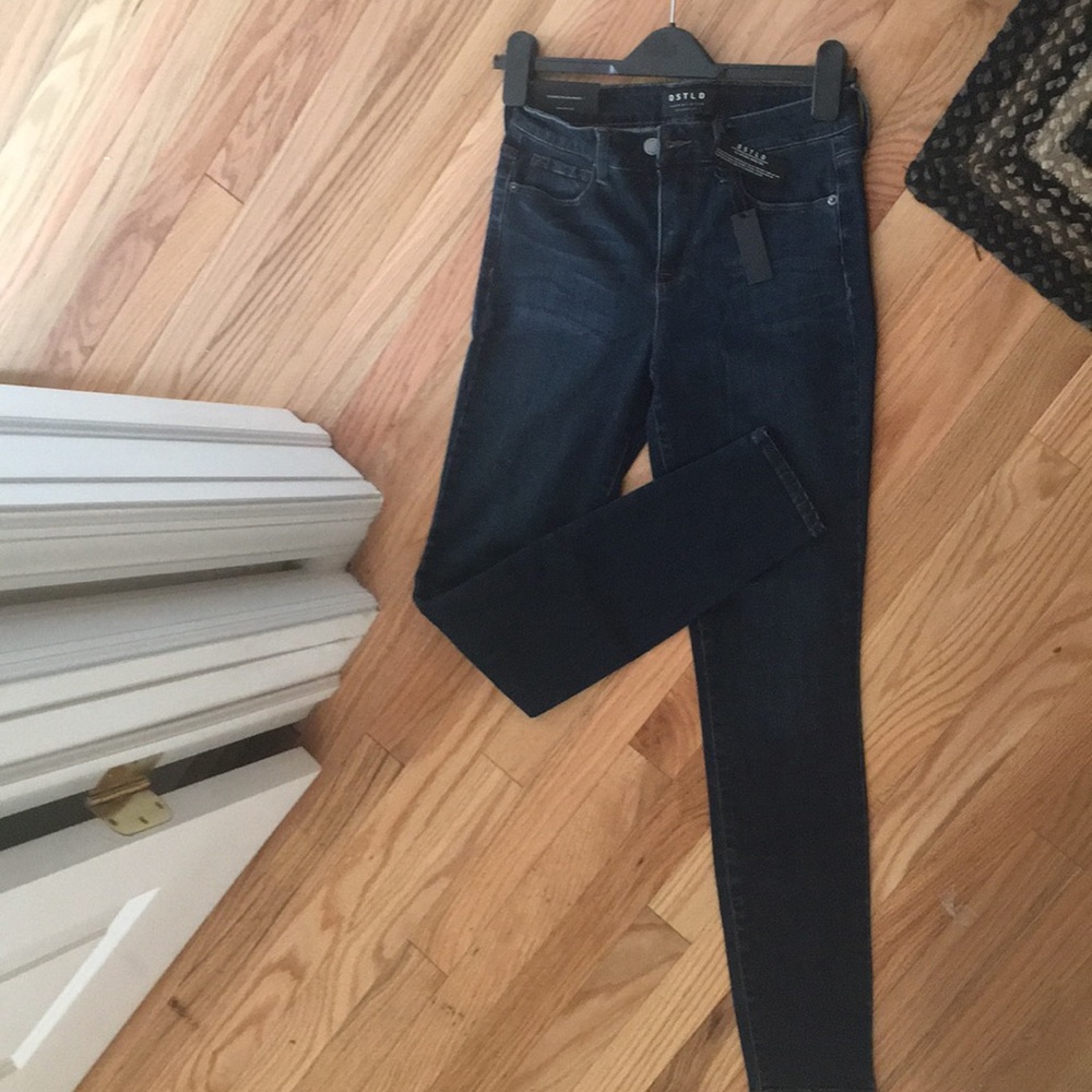 Skinny dark navy high waisted jeans
